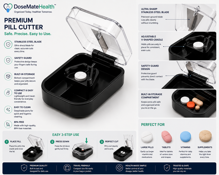 DoseMateHealth™ Premium Pill Cutter