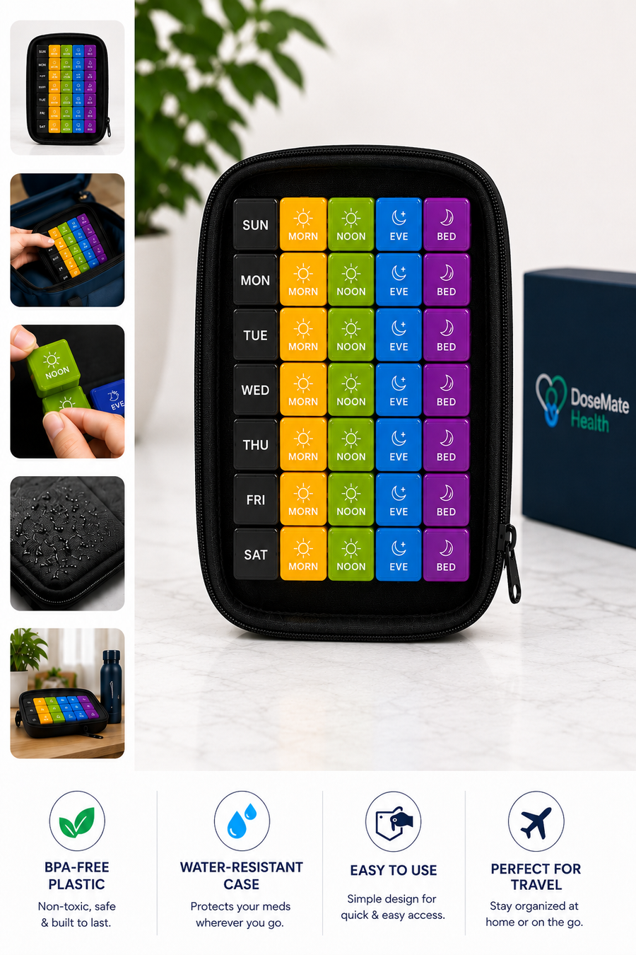 DoseMateHealth™ Weekly Pill Organizer